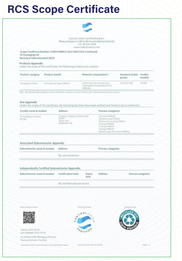 RCS Scope Certificate